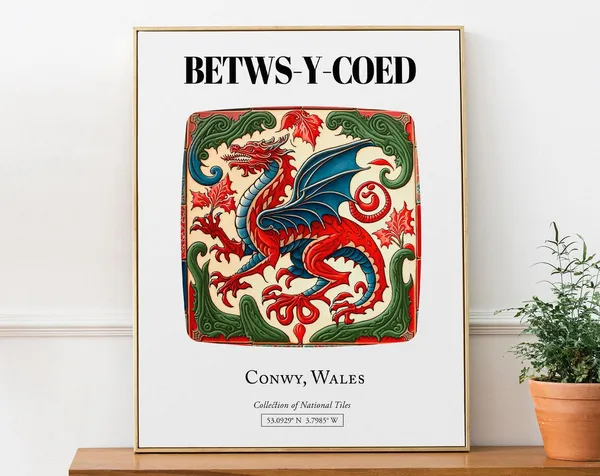 Betws-y-Coed Conwy Wales Travel Poster, Tile Pattern