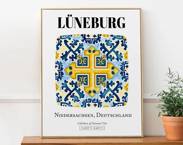 Lüneburg Niedersachsen Germany Traditional Tile Pattern Travel Poster