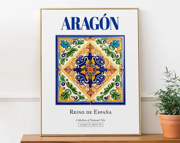Aragon Spain Minimalist Traditional Tile Travel Poster