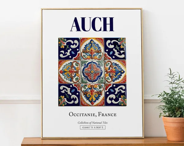 Auch Occitanie France Folk Traditional Tile Poster