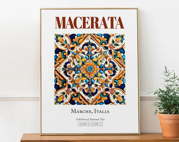 Macerata Marche Italy Folk Maiolica Tile Art Print