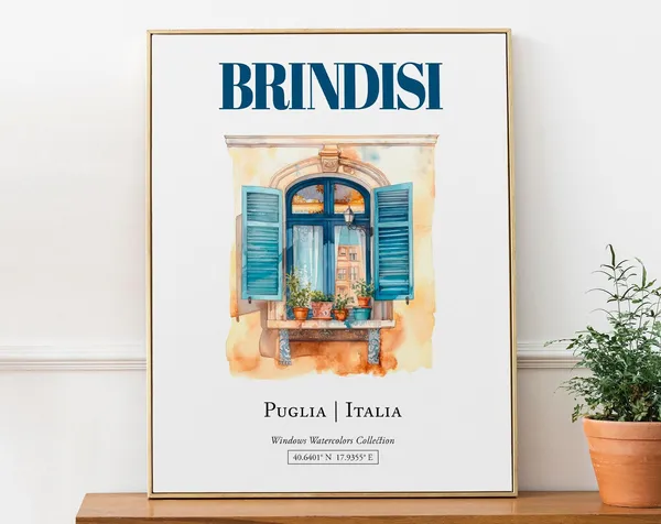 Brindisi Puglia Italia Watercolor Travel Poster