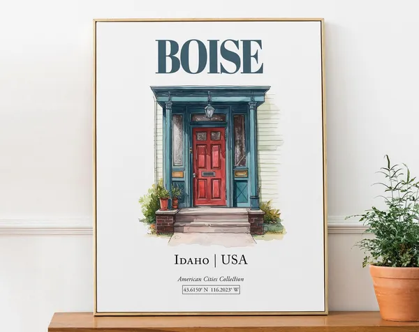 Boise Idaho USA Minimalist Watercolor Travel Poster