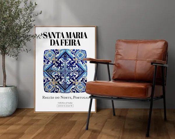 Santa Maria Da Feira Portugal Tile Pattern Art Print