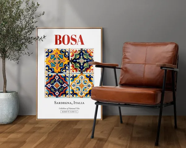 Bosa Sardegna Italy Traditional Maiolica Tile Poster