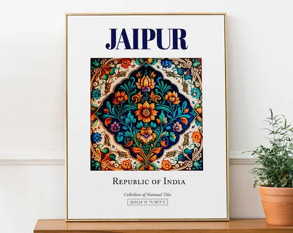 Jaipur India Traditional Tile Travel Poster