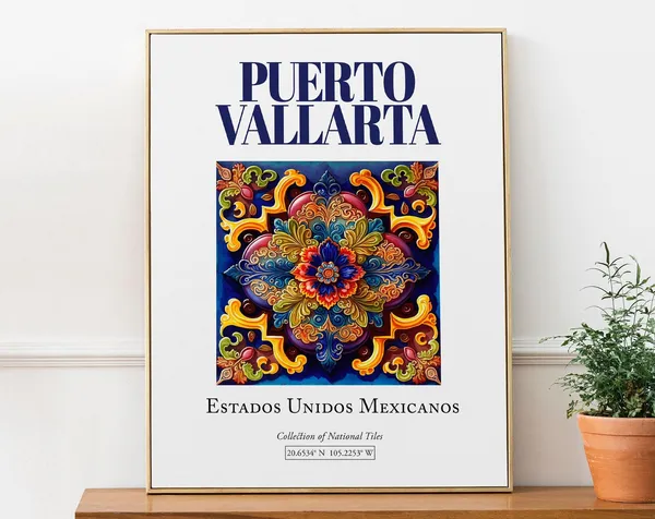 Puerto Vallarta Folk Traditional Tile Art Print