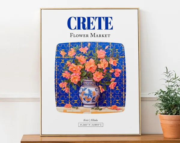 Crete Kriti Ellda Flower Market Bougainvillea Poster