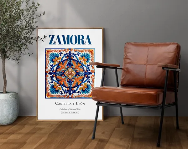 Zamora Castilla Y Len Spain Folk Tile Travel Poster