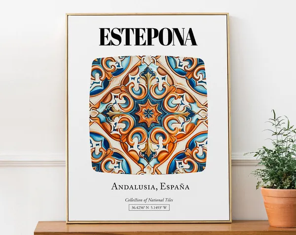 Estepona Andalusia Spain Traditional Tile Pattern Travel Poster