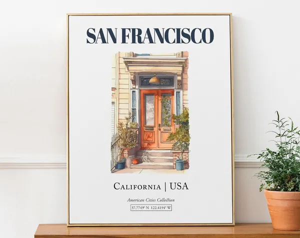 San Francisco Minimalist Watercolor Travel Poster