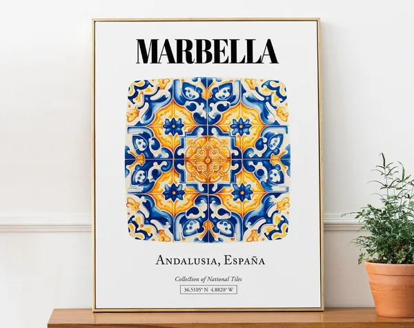 Marbellas Tile Pattern Poster, Andalusian Glamour
