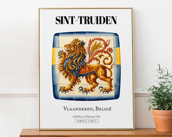 Sinttruiden Vlaanderen Belgium Tile Pattern Travel Poster