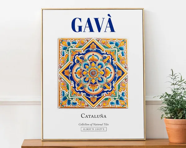 Catalua Spain Minimalist Traditional Tile Art Print