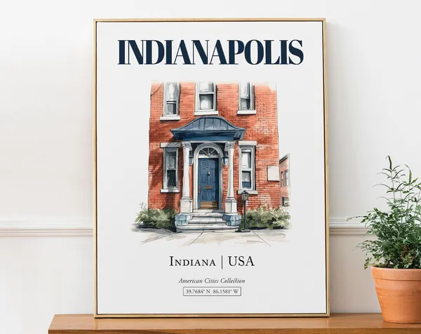 Indianapolis Indiana Minimalist Watercolor Travel Poster