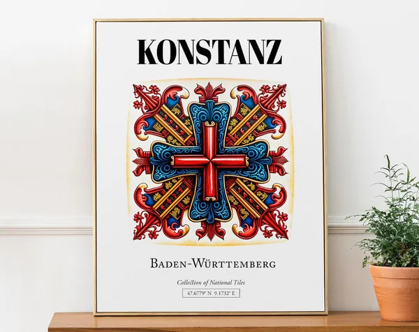 Konstanz Germany Traditional Tile Pattern Travel Poster
