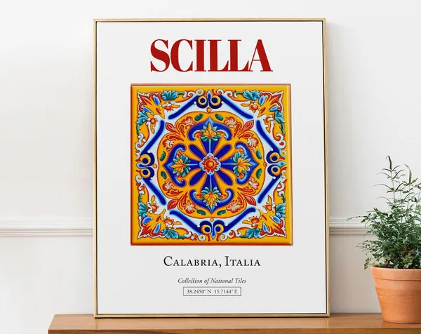 Scilla Calabria Italy Folk Maiolica Tile Poster
