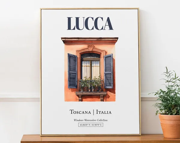 Lucca Toscana Italia Travel Poster, Traditional Window