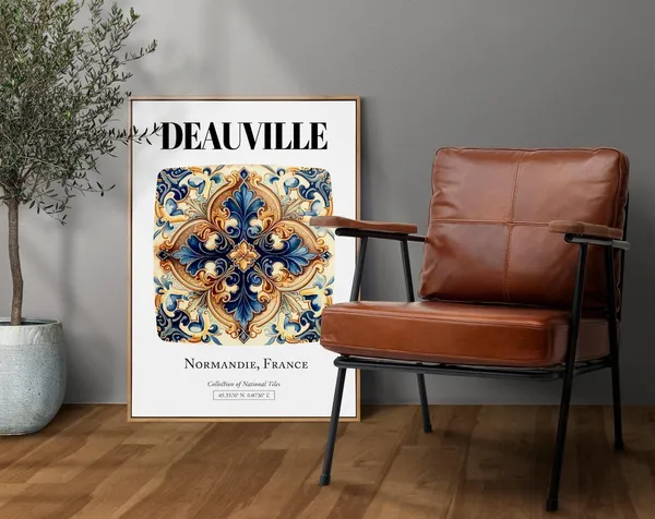 Deauville Normandie France Tile Pattern Travel Poster