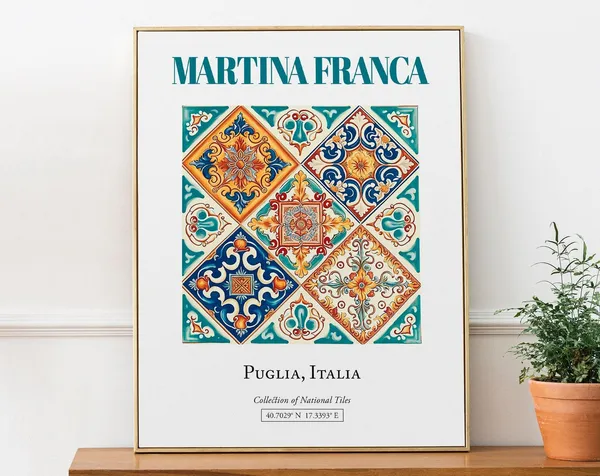 Martina Franca Puglia Italy Folk Maiolica Tile Travel Poster