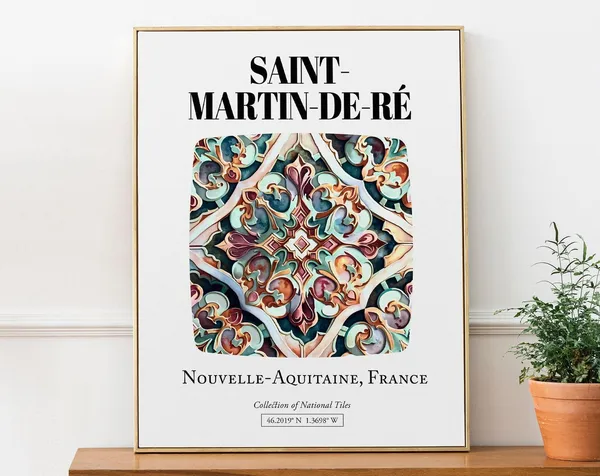 Saint-Martin-de-France Folk Tile Pattern Art Print