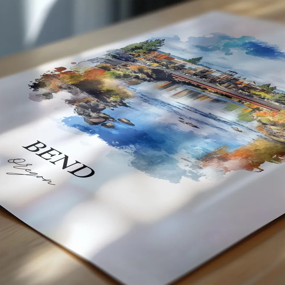 Bend Oregon Watercolor Travel Poster, Art Print - Image 6