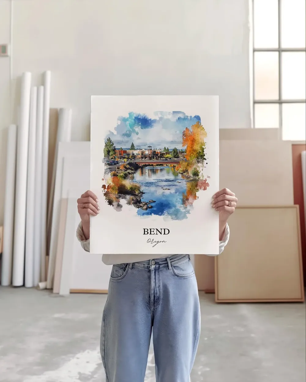Bend Oregon Watercolor Travel Poster, Art Print - Image 4