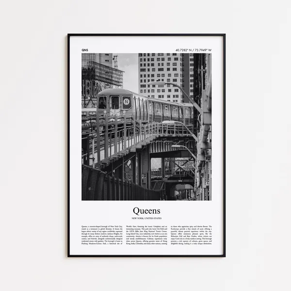 Queens Black And White Travel Poster, New York