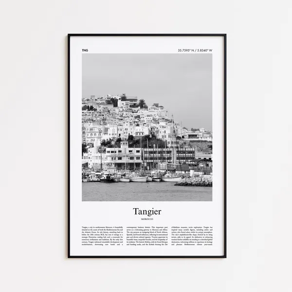 Tangier Black and White Travel Poster, Morocco