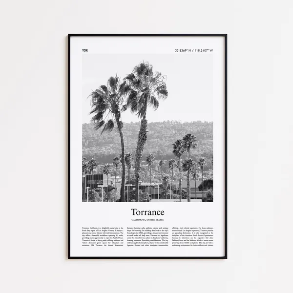 Torrance Black and White Travel Poster, USA