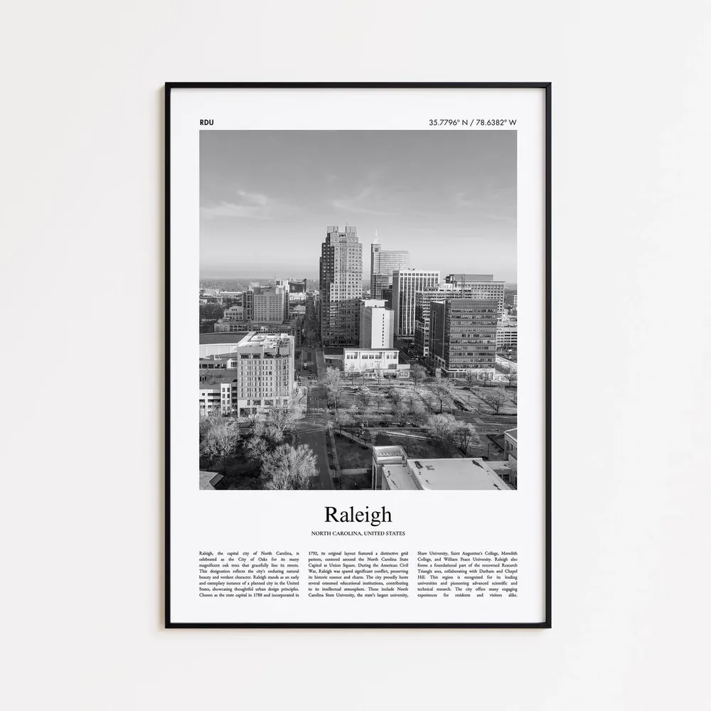 Raleigh Black And White Wall Art Print