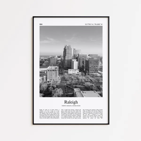 Raleigh Black And White Wall Art Print