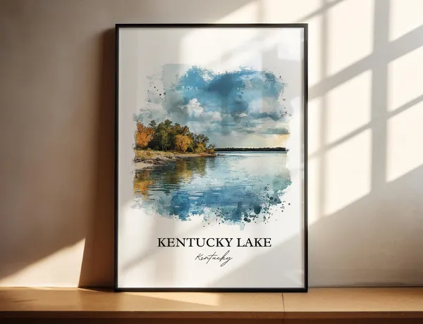 Kentucky Lake Travel Poster, Grand Rivers KY Watercolor
