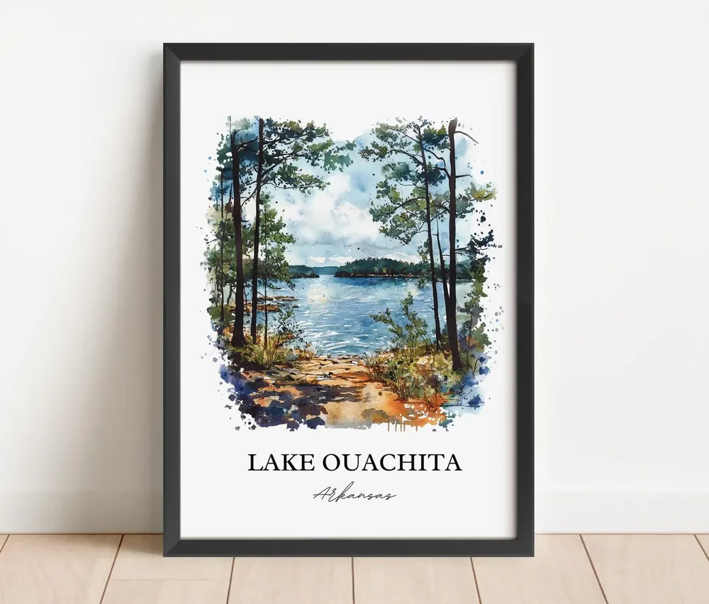 Lake Ouachita Watercolor Travel Poster, Arkansas - Image 2