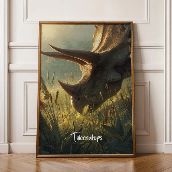 Triceratops Jurassic Nursery Wall Art Print