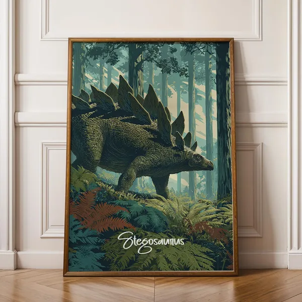 Stegosaurus Jurassic Nursery Decor Poster Print