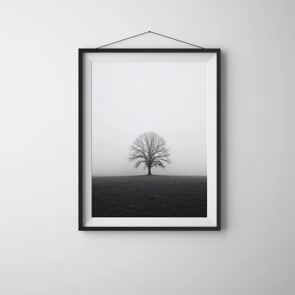 Foggy Tree Minimalist Landscape Art Print