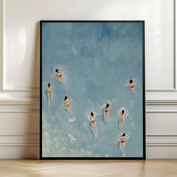 Swimming In The Beach Summer Minimalist Art Print