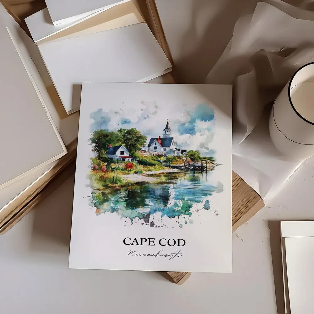 Cape Cod Watercolor Travel Poster, Housewarming Gift - Image 2