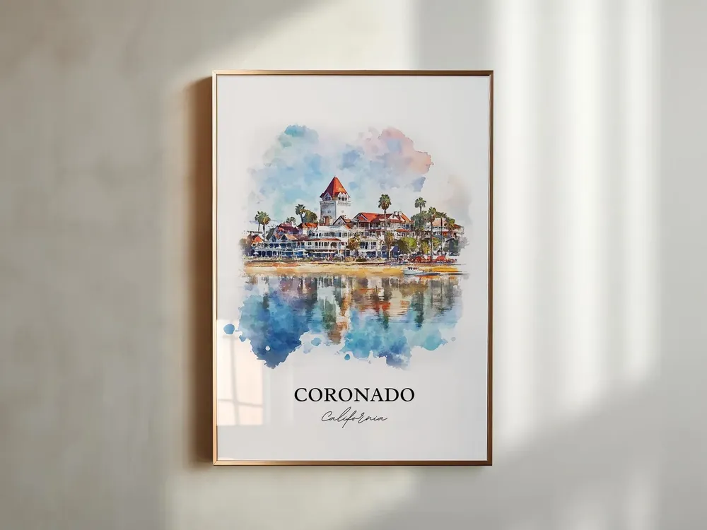 Coronado, CA Watercolor Travel Poster, San Diego - Image 5