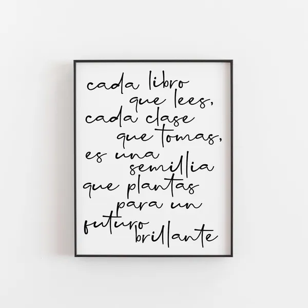 Motivational Spanish Quote Art Print, Classroom Decor