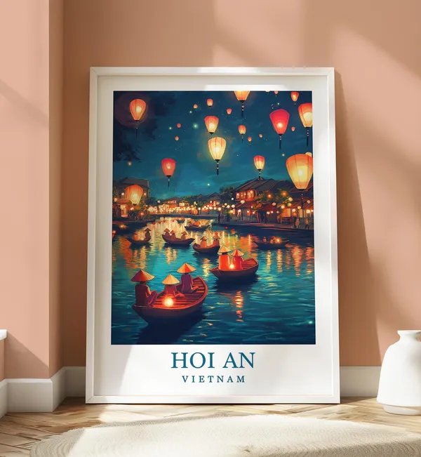 Hoi An Travel Poster, Vietnam Location Wall Art
