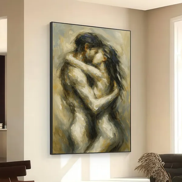 Intimate Embrace Abstract Couple Art Print