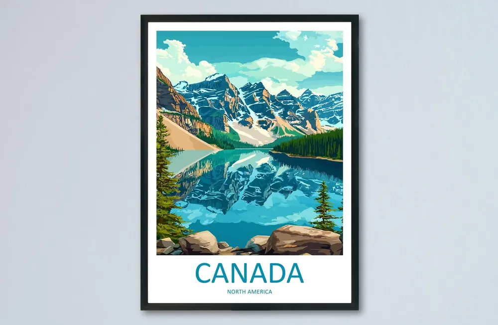 Canada Travel Poster, North America Landscape Art