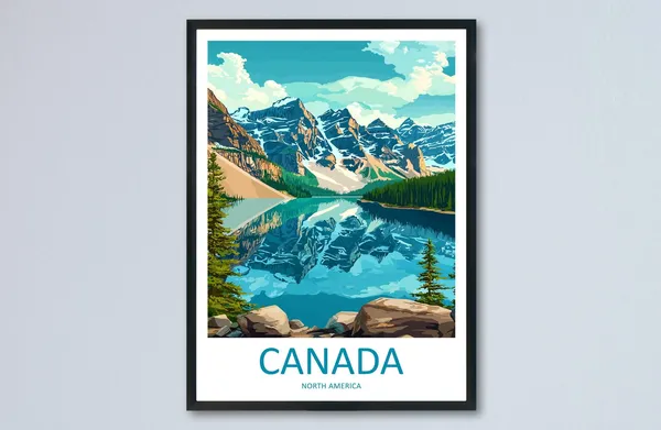 Canada Travel Poster, North America Landscape Art