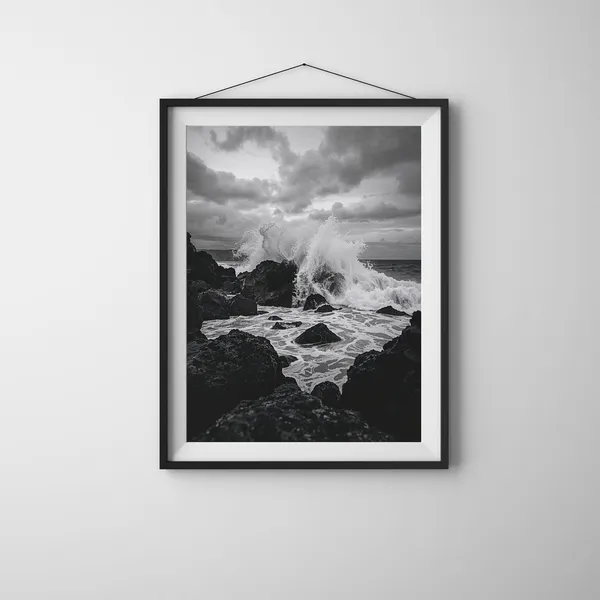 Dramatic Ocean Waves Black And White Coastal Art