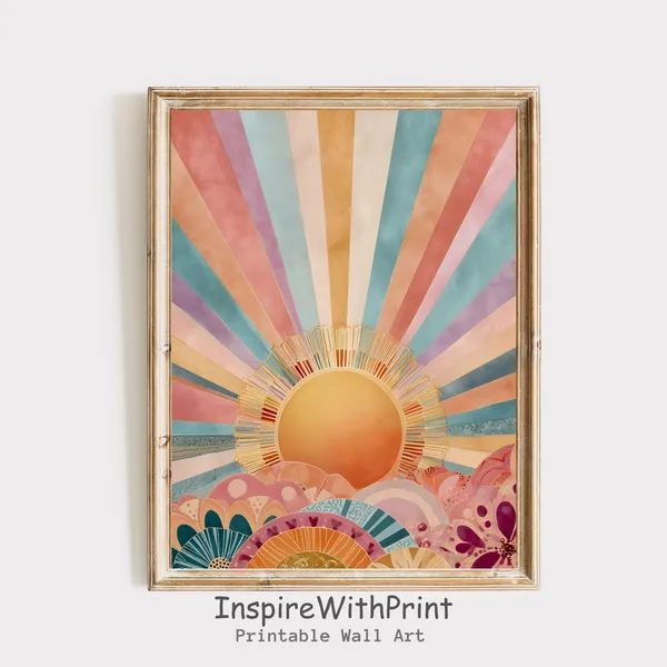 Boho Sun Abstract Sunrise Nursery Art Print