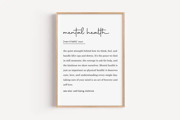 Mental Health Definition Poster, Therapist Office Decor