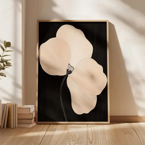 Minimal Line Art Flower Poster, Modern Botanical