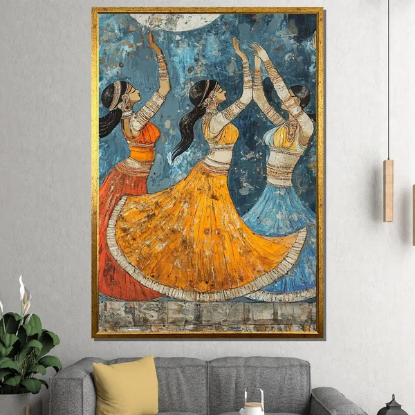 Women Dancing Art Print, Traditional Folk Dance